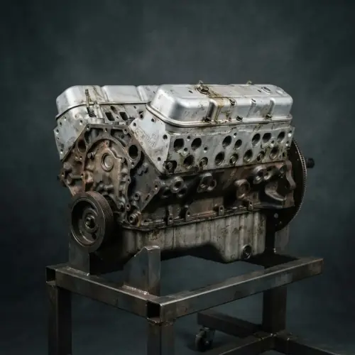 Used long block engine with cylinder heads installed