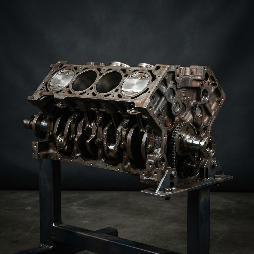 Used short block engine with crankshaft and pistons