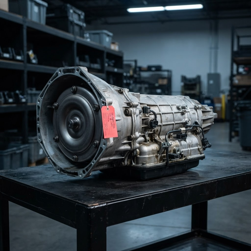 Inspected automatic transmission on a stand